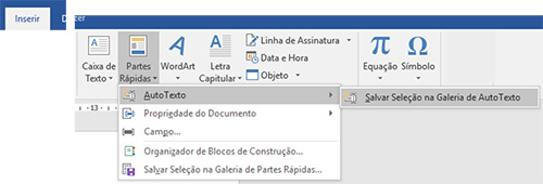 criar partes rápidas com autotexto no Microsoft Word 2016