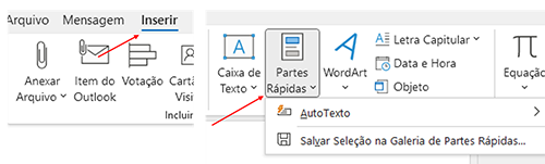 como criar, salvar e excluir partes rápidas no Microsoft Outlook