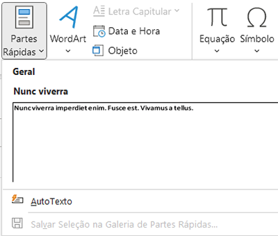 como criar, salvar e excluir partes rápidas no Microsoft Outlook